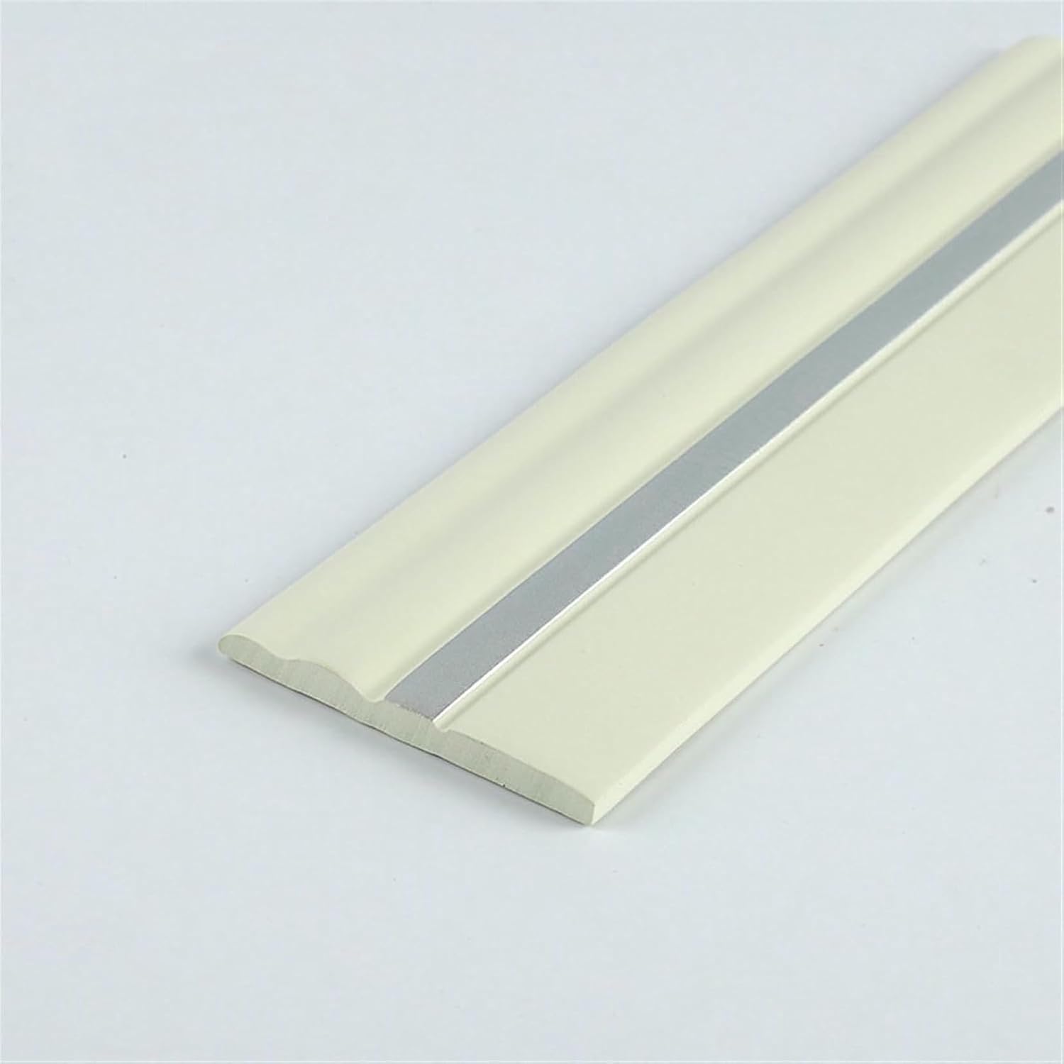 Flexible Baseboards Molding Trim, Flexible Baseboard Trim, White Self-Adhesive Vinyl Wall Base Cove, Rubber Peel and Stick Design (White Silver, 5inch*16.4ft)~/