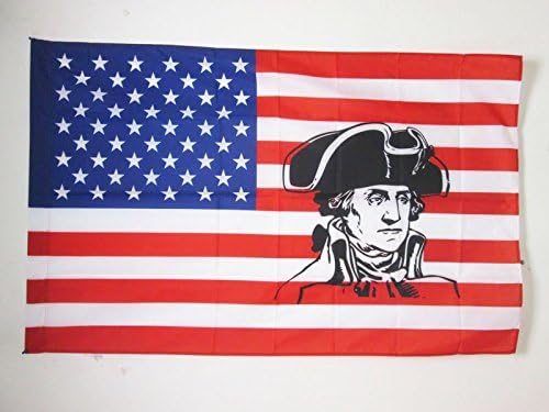 United States with George Washington Flag 3' x 5' for a pole - USA historic flags 90 x 150 cm - Banner 3x5 ft with hole - AZ FLAG