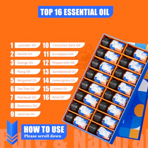 HIQILI Top 16 Essential Oils Set for Skin, Aromatherapy & Home Use — view 2