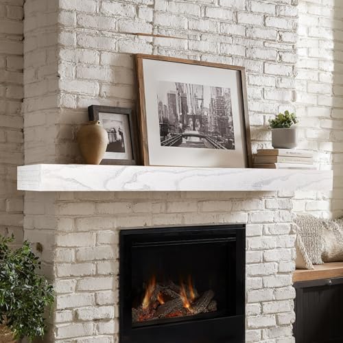 LXWZHK Fireplace Mantel Shelf, 72×8×3 Inch Wooden Floating Shelf for