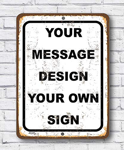 Personalized custom White 007 Aluminum Metal Sign With Your Name! (9x12 Rustic White w/Black, Vertical)