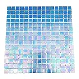 URBN Contemporary Ocean Blue Iridescent Glass Mosaic Tile for Kitchen and Bath - Single Sheet (13 in