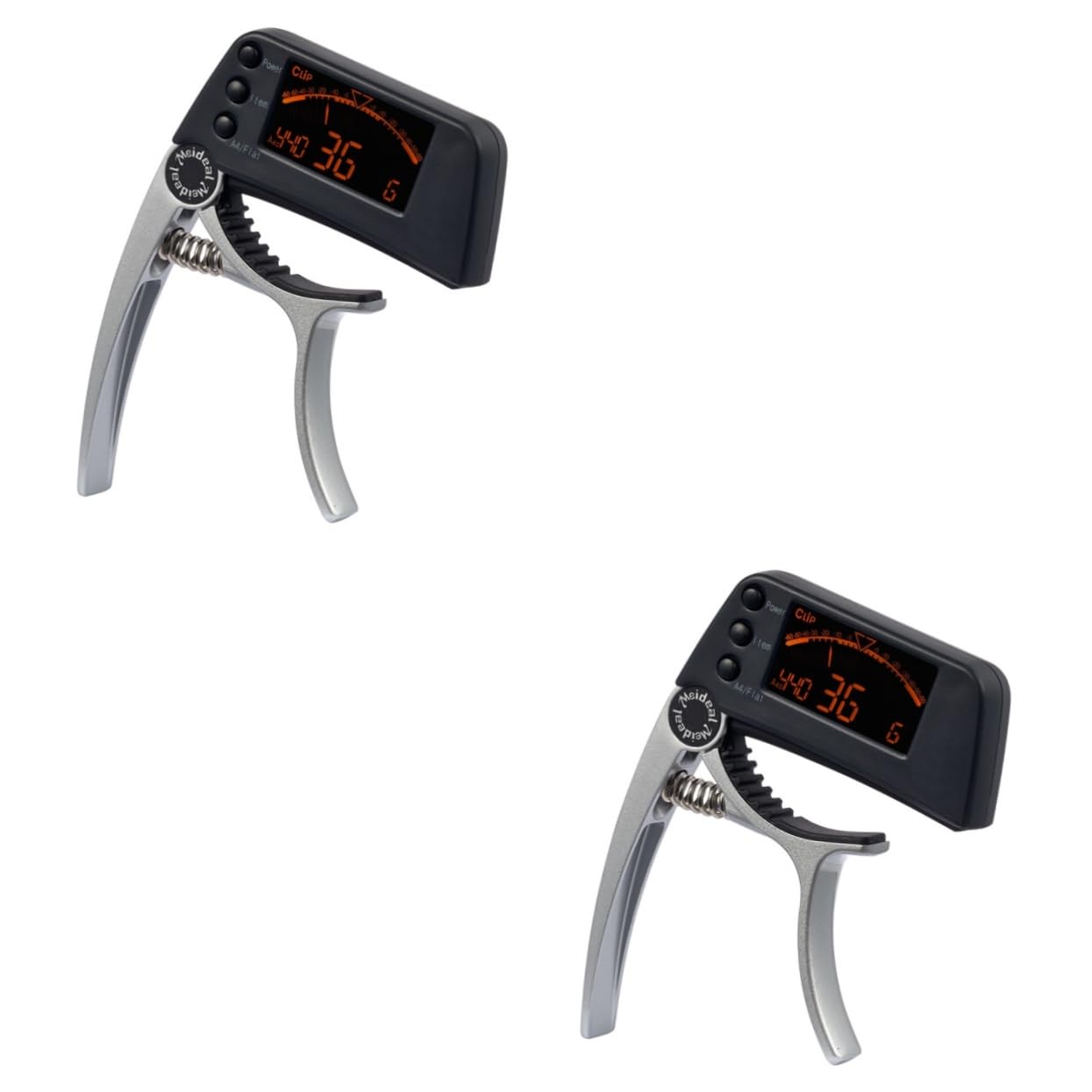 2stücke Digitales Lcd Clip Stimmgerät Und Kapodaster Für Gitarre Ukulele Bass Präzise Abstimmung Hochsensitiv Robust Silberfarben