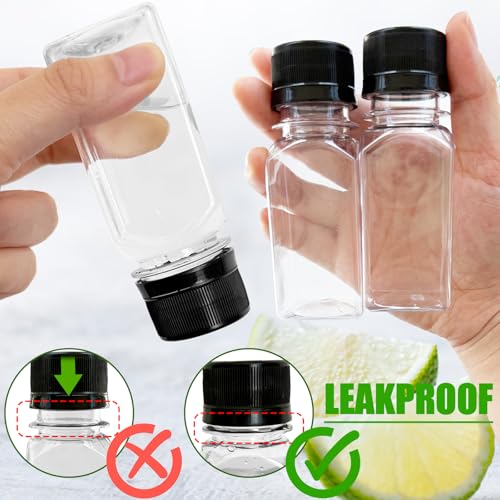 Qiuttnqn 50PCS 2oz Small Plastic Shot Bottles with Caps, Clear Empty Juice Containers with 10 Funnels, Compact Leak-Proof Bottles for Milk, Beer, Coffee, and Liquid Beverages - Image 3