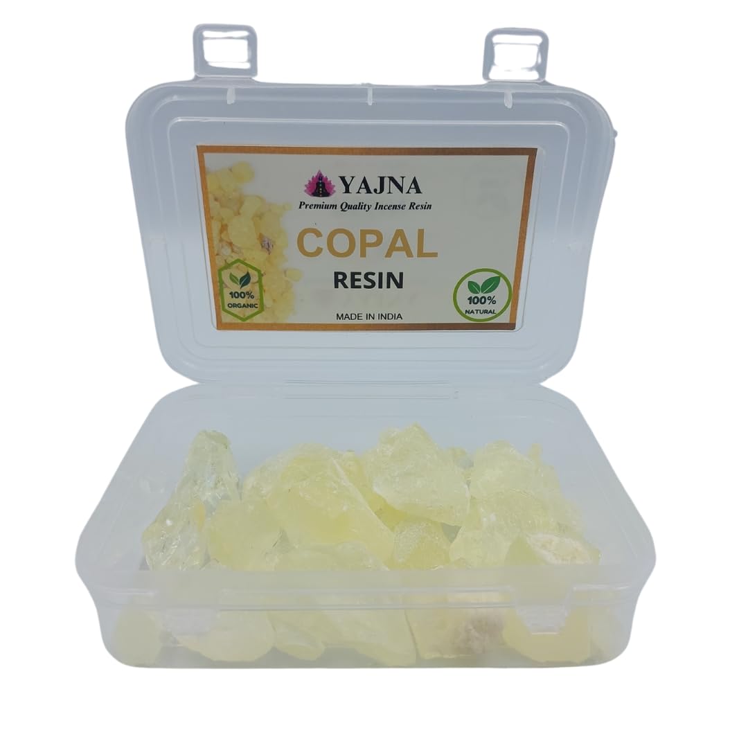 Yajna-100% Pure-Indian-White-Copal-Resin-Dammar Natural-Organic-Sacred-Resin Aromatic-Incense-Tear-Rock-Sap Ideal-for-Meditation-Rooms-Yoga-Studios 0.25Lb-113.3-Grams-4-Ounce
