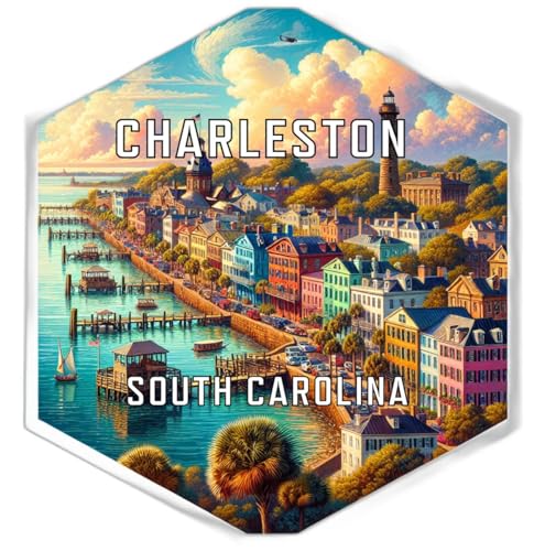 Imán decorativo hexagonal 2 pulgadas Charleston South Carolina miniatura 1