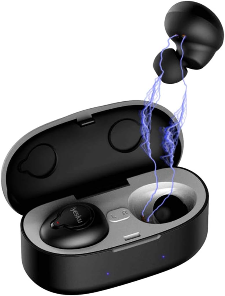 Wireless Earphones Headphones, iyesku Ear Buds Wireless Headphones with 15H Playtime Built-in Mic and Noise Cancelling Mini Earpieces Sports Headset, T02-Black