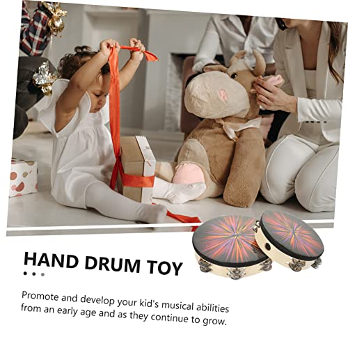 DRESSOOS Instrumento Musical 2 Unidades Tambor De De Linha Dupla Pandeiro Pequeno Chocalho De Sino D