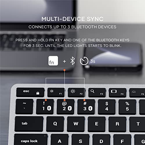 Satechi Slim X1 Bluetooth Wireless Keyboard, 𝗨𝗦 𝗤𝗪𝗘𝗥𝗧𝗬 𝗟𝗮𝘆𝗼𝘂𝘁, Backlit Multi-Device Design for MacBook Air & Pro M5 M4 - Image 2