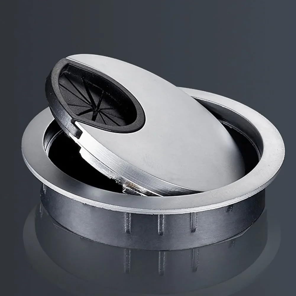 Griglie passacavi per scrivania, Organizzatore di anelli tenuta for cavo uscita della linea copertura del foro filo da 2 pezzi 50/60 / 80MM(Black,53MM)