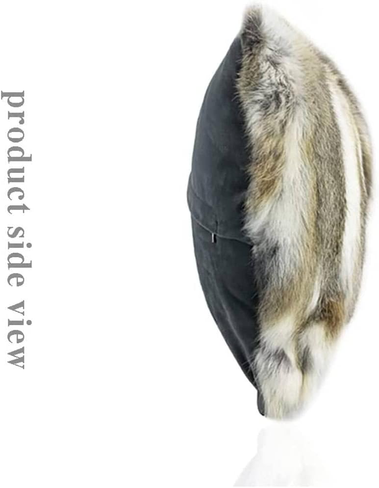 Genuine Natural Fur Pillow Covers, Real Rabbit Fur 20x20 Throw Pillows, Super Soft Silky Pillowcase, Animal Skin Cushion Cover for Couch Sofa Living Room Bedroom Decor, Brown White - Image 3