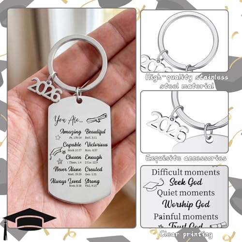 Image of Landical 12 Pcs Graduation Gifts for Her Him Class of 2026 Gifts Keychain Bulk for College High School Gifts for Women Men