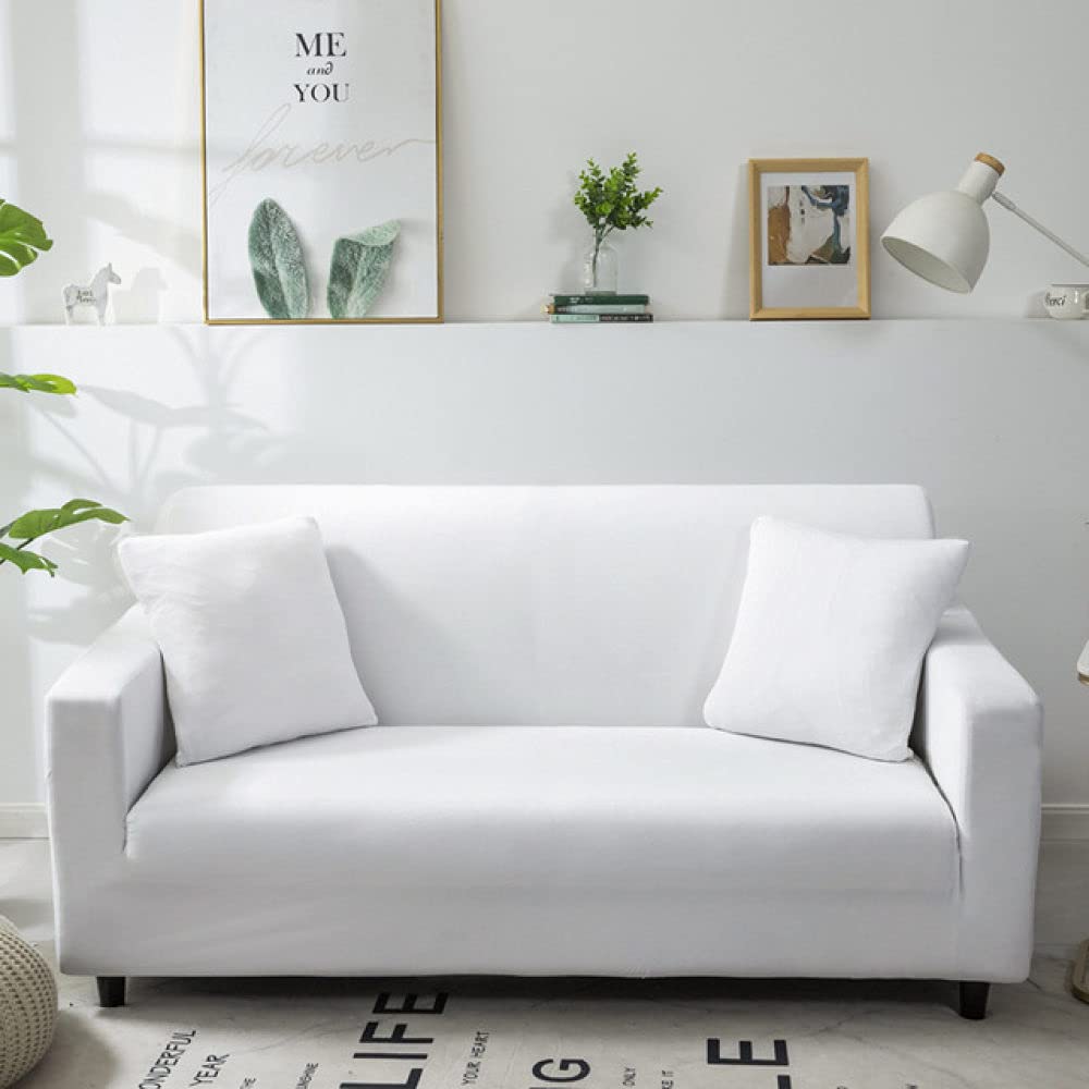 Housse de canapé d'angle haut de gamme stretch blanche de 4 places