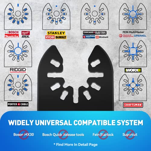Universal Oscillating Saw Blades, Forca 78Pcs Multi Tool Blades Kits With Japanese Tooth, Deeper Cutting Oscillating Tool Blades For Wood, High Efficient Multitool Blades Fit 95% Tools Dewalt Milwaukee #TOP1