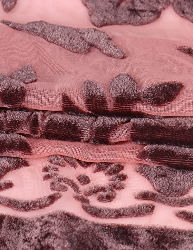 MJ SERECA Women's Burnout Velvet Kimono Long Cardigan Cover Up with Tassel Choc Straw