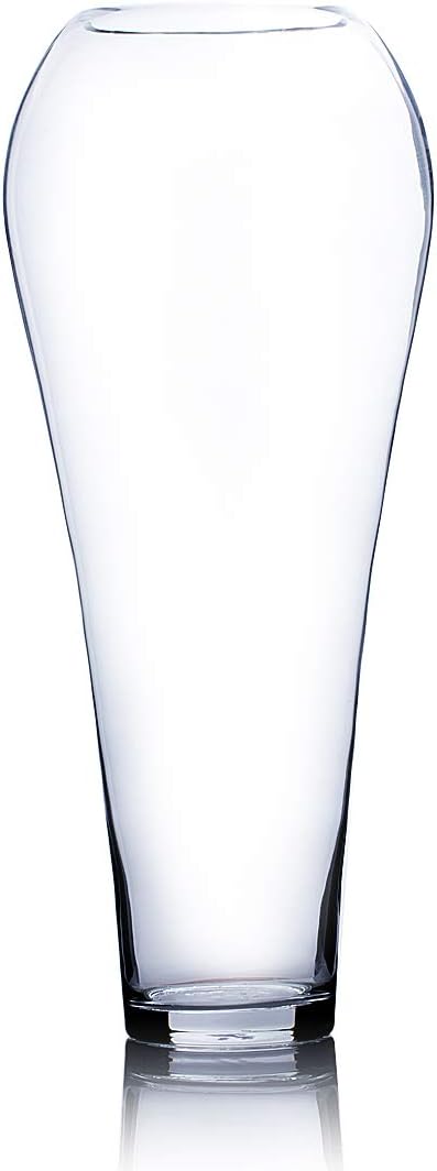 WGV Tall Bullet Glass Vase, Width 4.3", Height 16", (Multiple Sizes Choices) Clear Oval Urn Floral Planter Container Storage Centerpiece, Wedding Event Home Decor, 1 Piece (VFV0316)