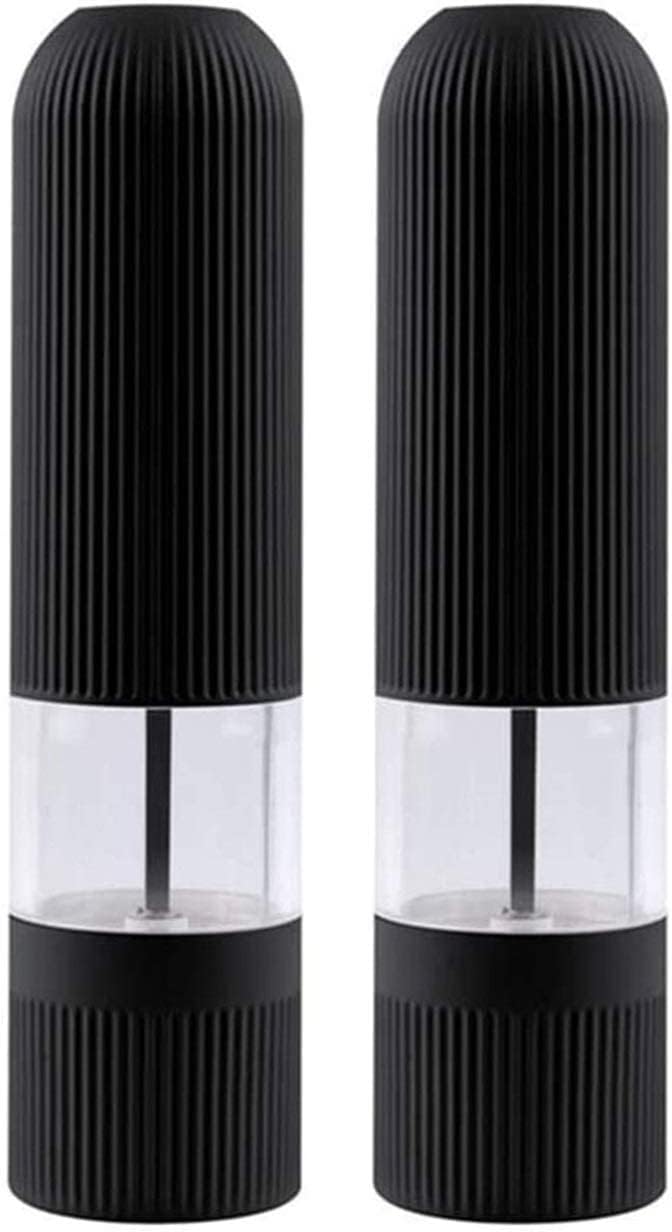 Electric Salt and Pepper Grinder Set, Automatic One Handed Operation Pepper and Salt Mill, Adjustable Coarseness, Battery Powered Grinding Pepper with LED Light