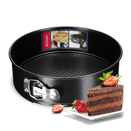 KADAX Cake Tin, Sheet Metal Baking Mould with Non-Stick Coating for Baking, Oven, Springform Cake Trays for Cheesecake, Round Bakeware (⌀ 26 cm, Black)