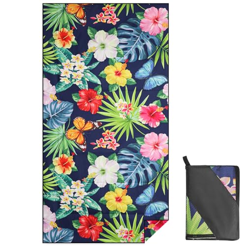 FUYOAL Microfiber Beach Towel, Extra Large Sand Free Beach Towel for Adults 180x90cm Double Sided Quick Dry Oversized Super Absorbent Beach Towels with Mesh Bag for Travel Swimming Yoga Gym(Flowers) FUYOAL Microfiber Beach Towel, Extra Large Sand Free Beach Towel for Adults 180x90cm Double Sided Quick Dry Oversized Super Absorbent Beach Towels with Mesh Bag for Travel Swimming Yoga Gym(Flowers)