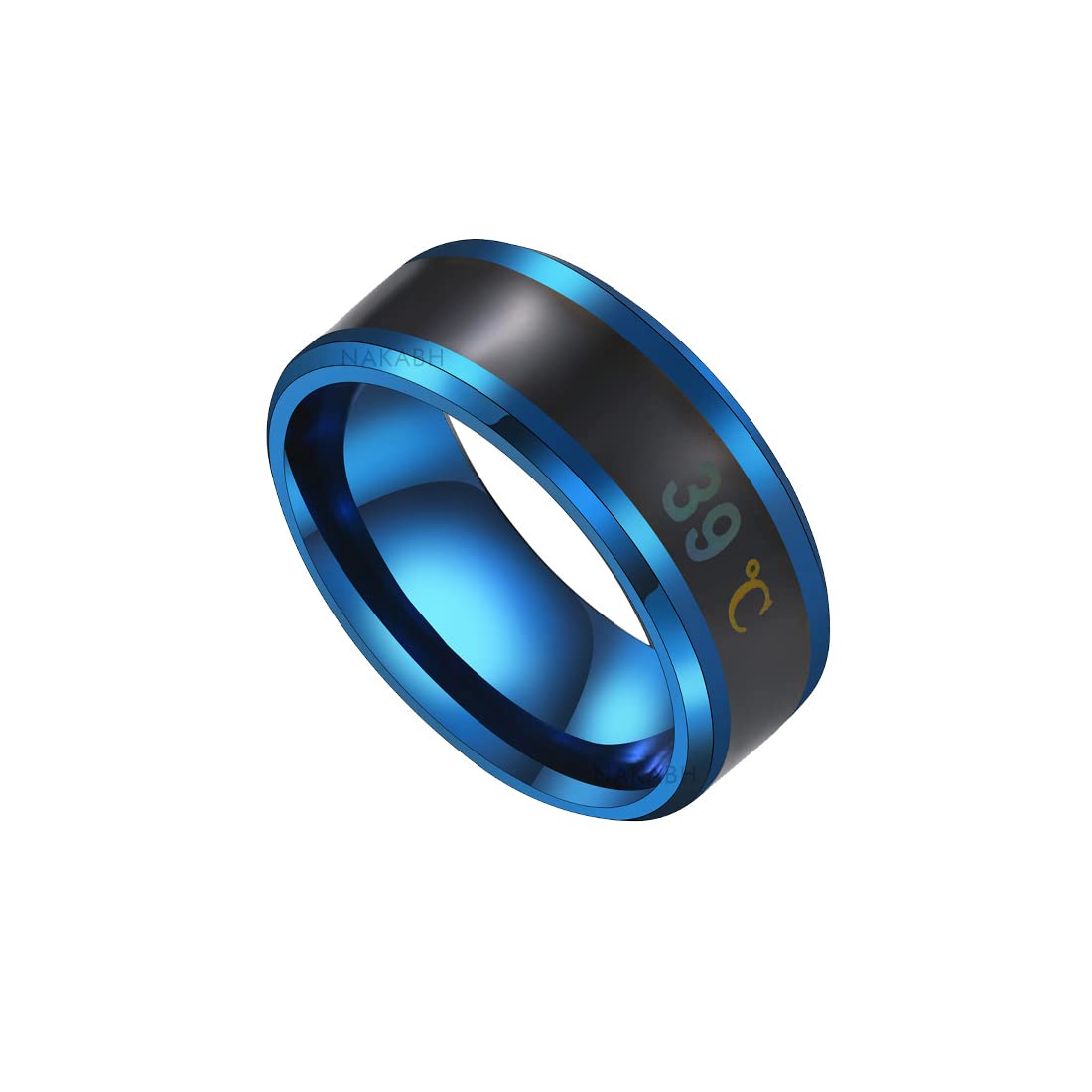 NakabhStainless Steel Black Blue Temperature Sensor Thumb Ring for Men Boys Women Girls - 3004