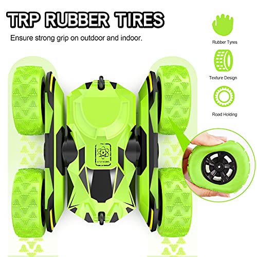 DoDoMagxanadu RC Cars Remote Control Car, 360°Double Sided Flips Rotating RC Stunt Car, Kids Xmas Birthday Toy Cars for Boys/Girls(Green) - Thumbnail 5