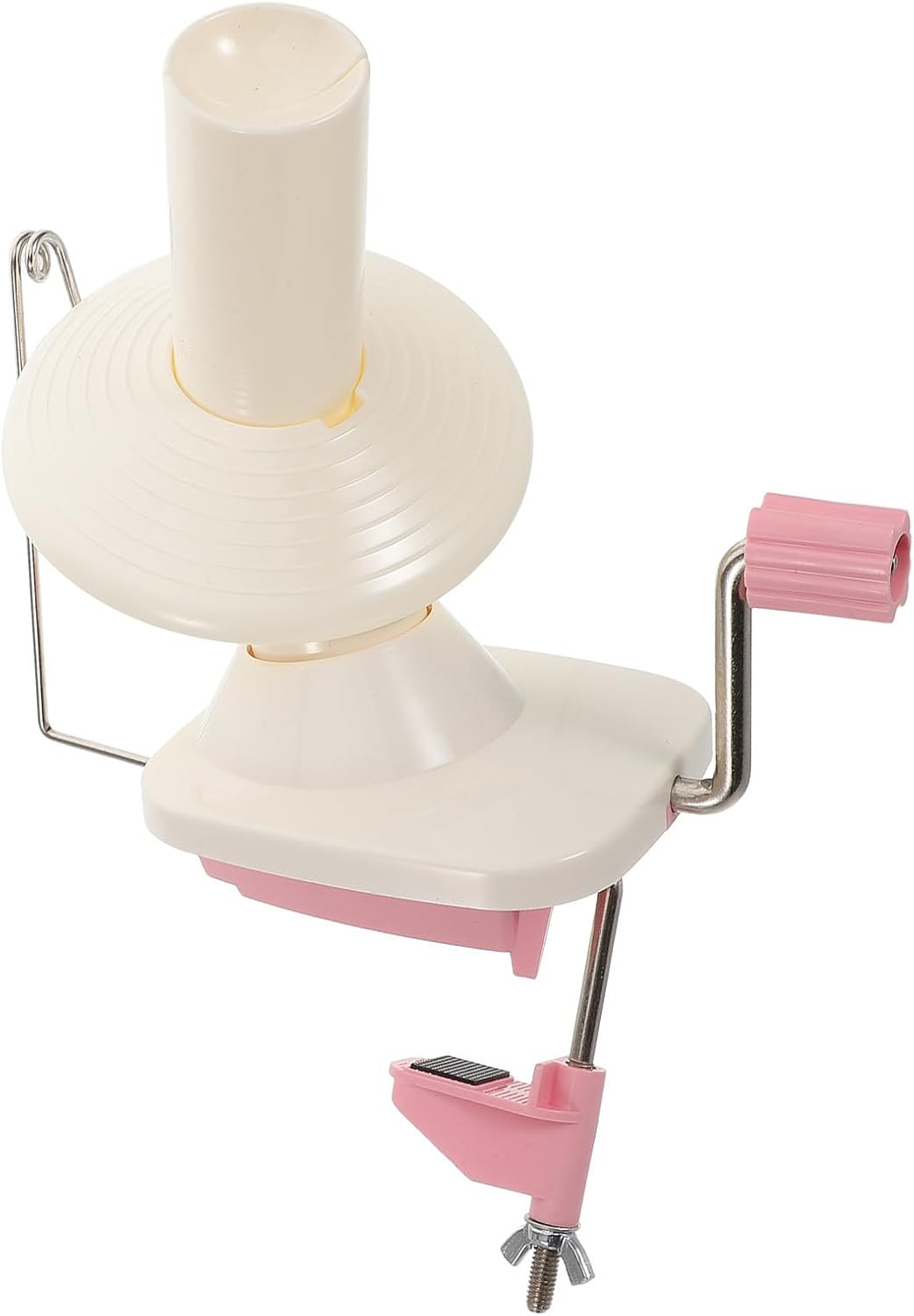 SUPVOX Compact Manual Yarn Winder Portable Hand-Crank Ball Winder for Knitting and DIY Projects Lightweight Plastic Design with Tangle-Free Yarn Handling in Pink