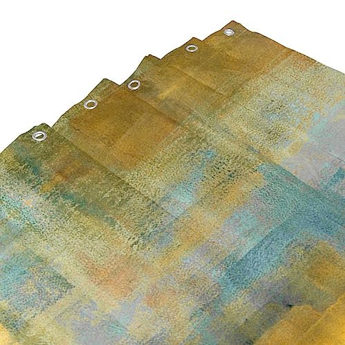 Rideau de douche imprimé TOMPPY gris jaune en tissu polyester imperméable - 6