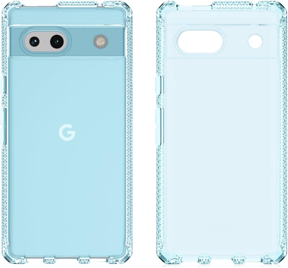 ITSKINS Spectrum R // Clear Compatible with Google Pixel 7a, Protective Phone Case, Anti-Yellowing, Shockproof Cover, and Military Grade Phone Case - Light Blue