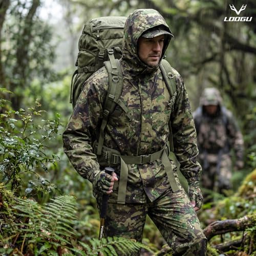 Image of LOOGU Men's Rain Suit - Rain Gear for Men Waterproof, Lightweight Rain Coat, Breathable Mens Rain Jackets Hood and Pants