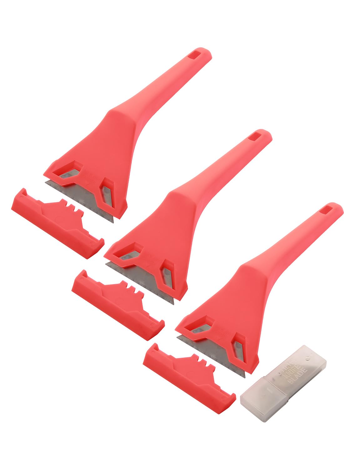Lawazim Plastic Handle Paint Scraper-3 Piece- Putty Knives Window Glass Window cleaning Squeegee Razor blade Scraper Hard Water Stain Soap Scum Sticker Decal Removal on Shower door Bathroom Car Window