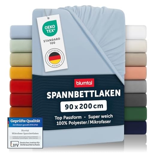 npluseins Microfaser Spannbettlaken – atmungsaktiv und Allergiker geeignet 1519.2192, ca. 90-100 x 200 cm, hellblau 9 Blumtal Basics 2er-Set Spannbettlaken 90x200cm - Bettlaken, Oeko-Tex Zertifiziert, bis 25cm Matratzenhöhe, Hellblau