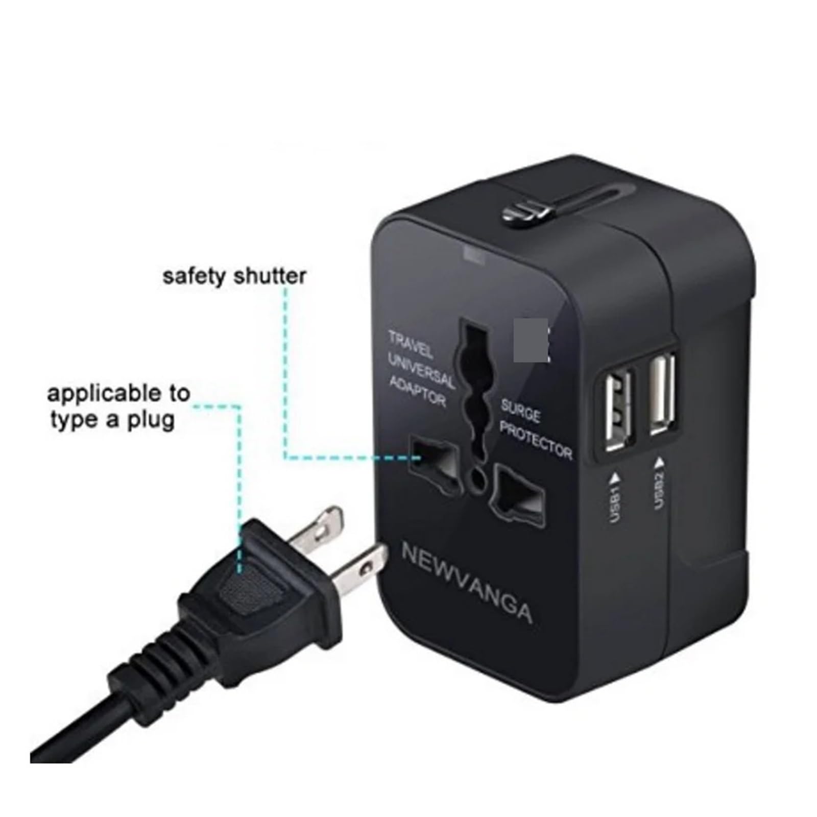 Adaptadores de Enchufe Adaptador de Viaje con Puerto Dual Adaptador Universal Reino Unido+K a Europa+U 110-250 V(White,2_2USB)
