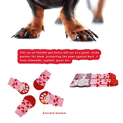 Ralis Dog Cat Boots Shoes Socks， Pet Anti-Slip Knit Dog Socks&Cat Socks With Adjustable Waterproof Breathable And Anti-Slip Sole，For Indoor Wear, Paw Protection #TOP5