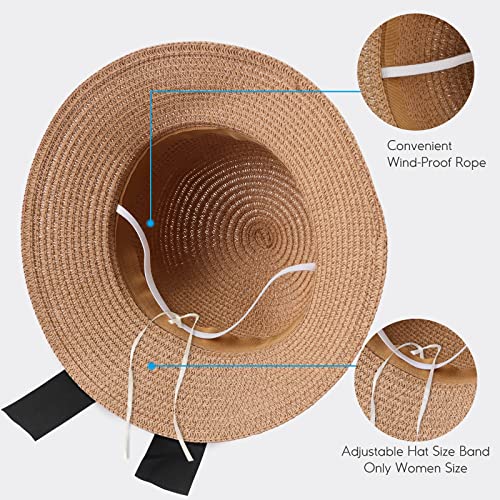 Zsedrut Women,Little Girls Straw Sun Hat Summer Beach Cap Foldable Visor Floppy Hats Wide Brim with Bowknot4