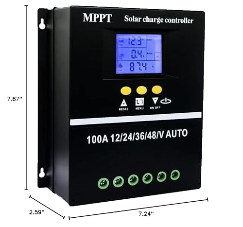 SOGTICPS 100A MPPT Solar Charge Controller 12V 24V 36V 48V LCD Display Battery Intelligent Regulator Max 100V Input Dual USB for Lead-Acid/Lithium…