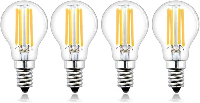 Bonlux Filament LED Globe Bulb E14 Dimmable 4W Warm White 2700K, SES LED Filament Bulb LED Golf Ball Bulbs Small Screw Base Dimmable Clear Classic Vintage Lights,35W-40W Halogen Bulb Replacement 4pcs