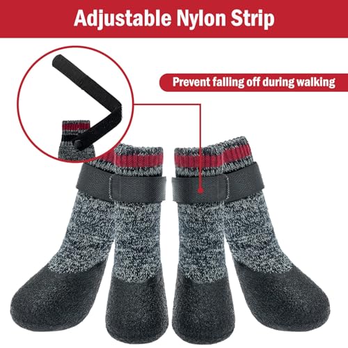 Image of Mihachi Dog Socks Rubber Sole Paw Protectors with Straps Traction Control Anti-Slip Waterproof Boots Winter Paw Protectors