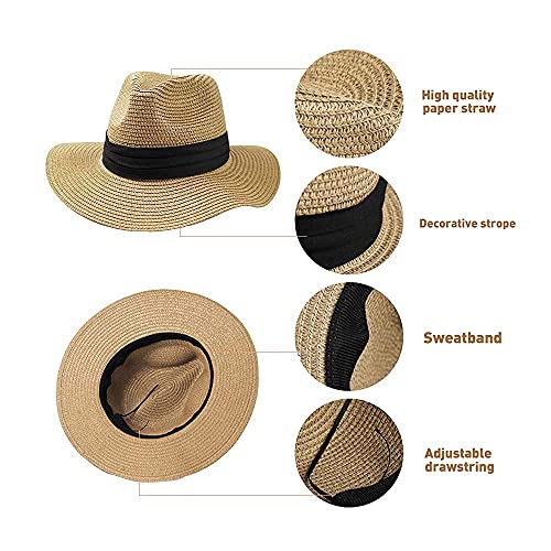 Girls Floppy Beach-Hat Wide-Brim - Summer Travel Straw-Sun-Hat For Kids 9 To 18 Years (Khaki1, 56Cm (9-18 Years)) #TOP5