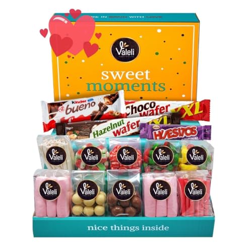 Valeli, Chocolates y Golosinas Cesta dulces y chocolatinas, Caja Regalo Original: Cumpleaños - 1 kg paquetes, bolsas