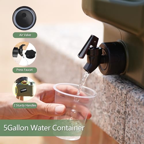 3.2 Gallon/5 Gallon Water Containers with Spigot, BPA Free Water Jug, Military Green Water Tank, Multifunction Water Storage Containers for Camping Outdoor Hiking,Emergency Stroage - Image 5