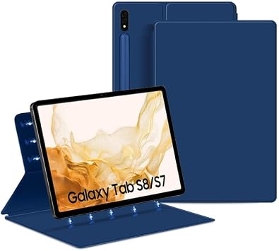 Magnetic Case for Galaxy Tab S8 11 inch 2022 SM-X700/SM-X706/S7 2020 SM-T870/T875 with S-Pen Holder, Lightweight and Slim Magnetic Stand Case with Auto Sleep/Wake, Blue