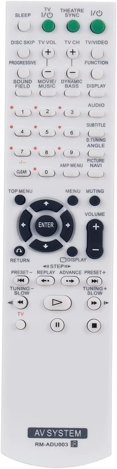 VINABTY RM-ADU003 Replacement Remote Control Compatible with Sony DVD Home Theatre System RMADU003 remote DAVDX315 DAV-DX155 DAV-DX255 DAV-DX315 SS-WS52 DAV-DZ120 HCD-DX155 HCD-DX315 DAVDX255