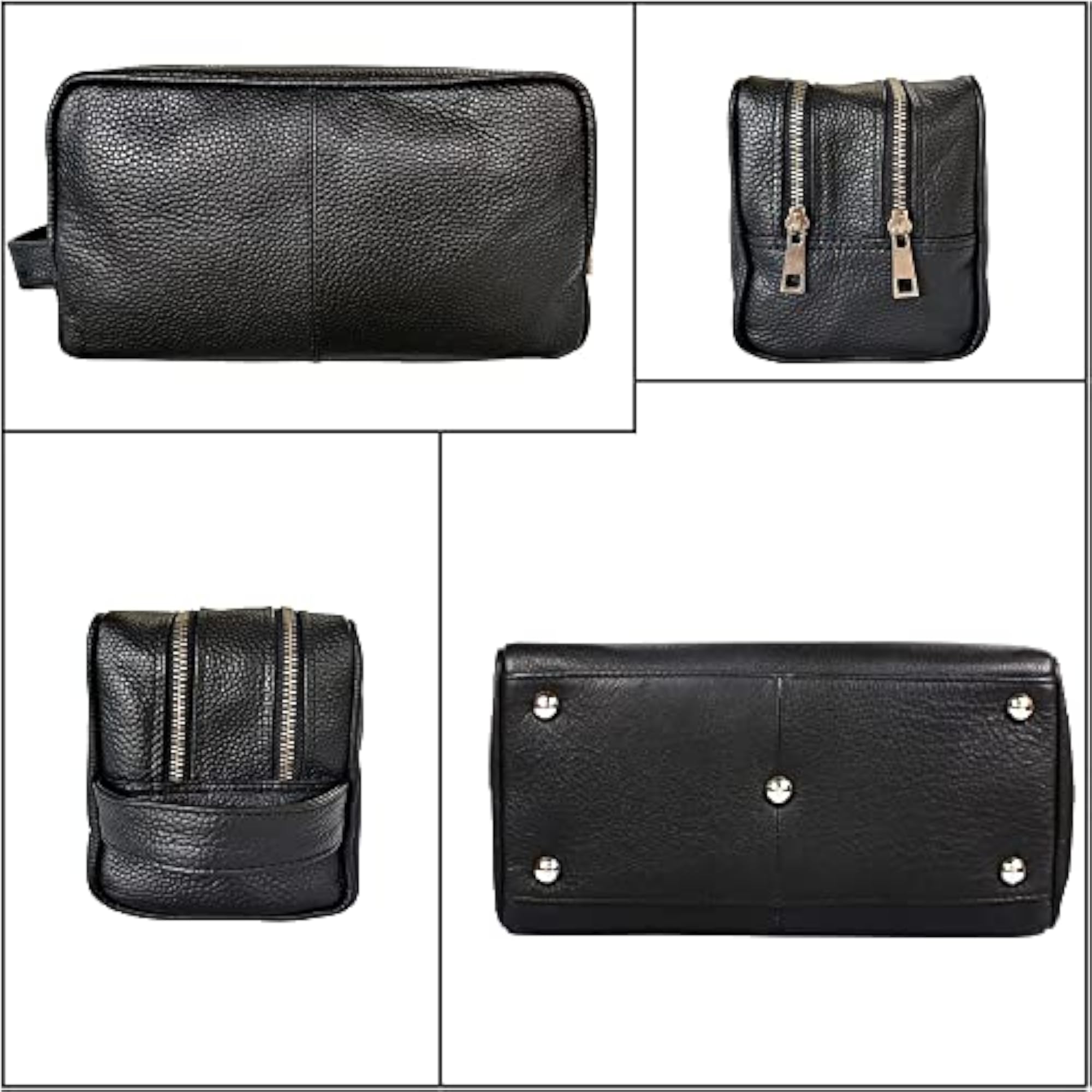 Genuine Leather Handmade Travel Toiletry Bag, Black