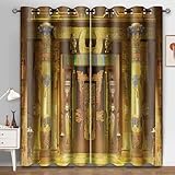 MIZSYE Golden Egyptian Palace Curtains Ancient Architecture Fresco Print Blackout Curtains Room Darkening Curtains Living Room Bedroom Living Room Decor 2 Panels 42x84 inch CLYYMS018