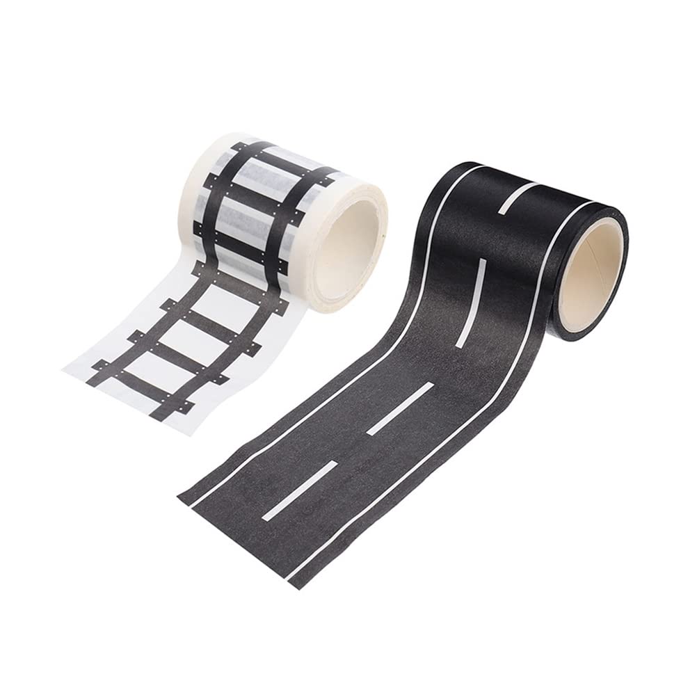 Track Sticker Roll for Toy Car Trains Toy Tape Stickers Railway Train Track Removable Tape Tight Curves Stick to Floors Walls