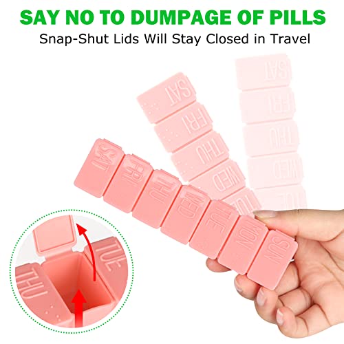 Image of 2Pack Pill Organizer,7 Day Pill Cases Travel Daily Box for Fish Oil, Calcium Tablets, Supplements and Other Vitamins (Pink+) Pink
