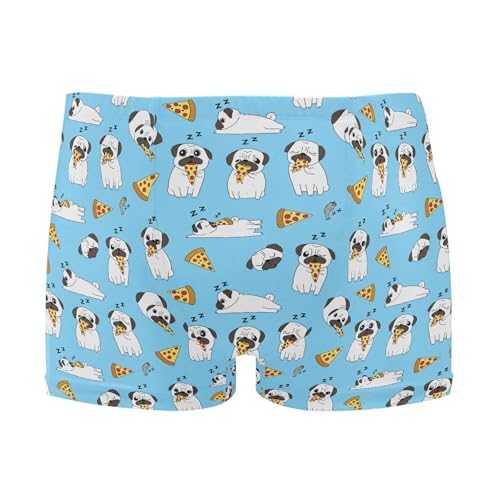 Cute Puppy Pizza Mens Swim Trunk Swimwear Bathing Suit Swim Brief Square Leg Board Short S B0405198