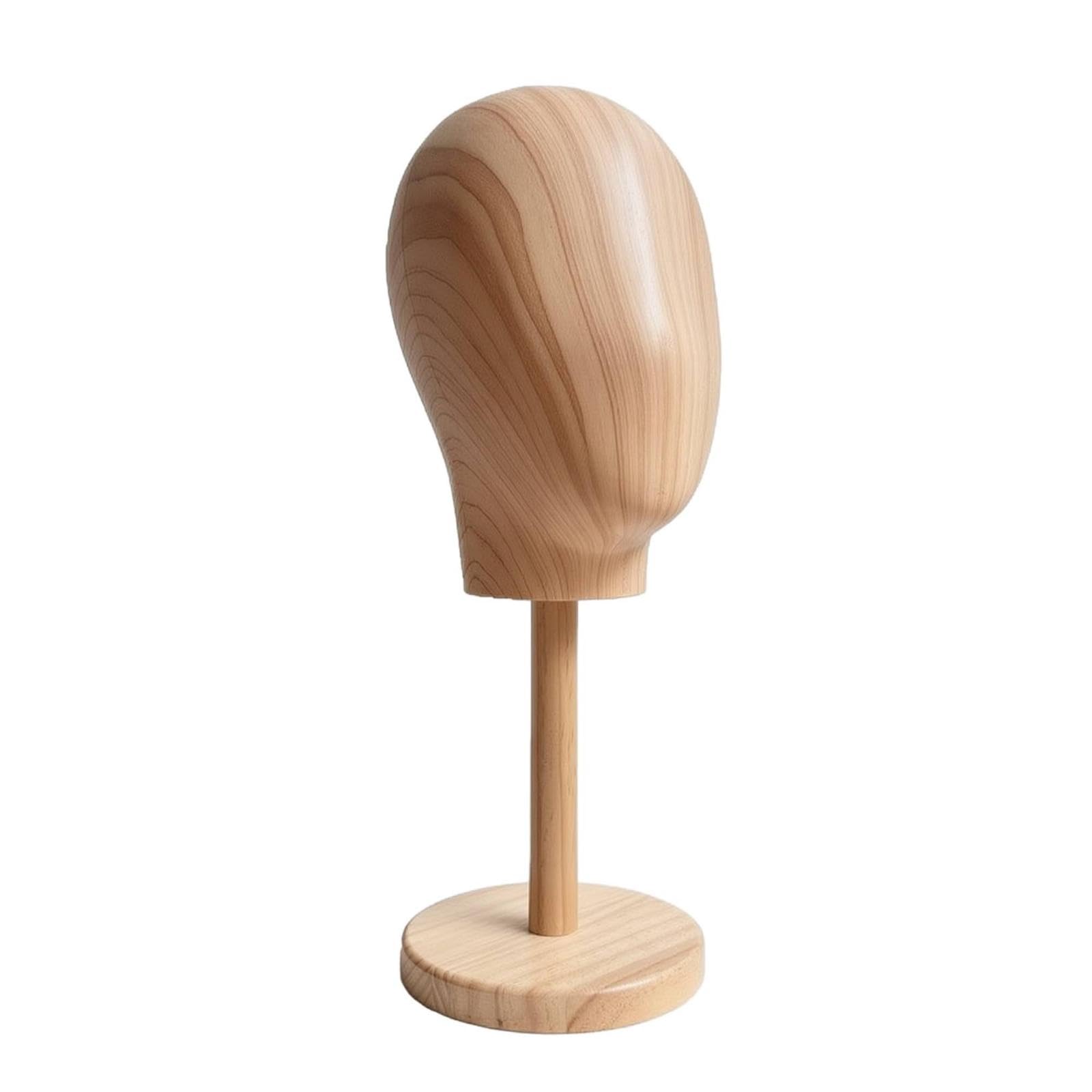 Hat Display Stand with Wooden Foundation-Grain Mannequin Head Stand with Wooden Base Lightweight Hairpiece Display Holder for Retail Shops-image-23