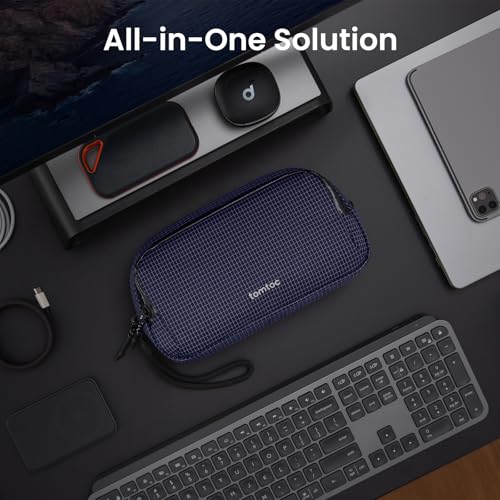 Image of tomtoc Electronic Organizer Travel Case Performance, Water Resistant Dual Compartment Cable Organization Storage Bag for Charger, Cord, Phone, Hard Drive, Power Bank, Accessories Travel Essentials