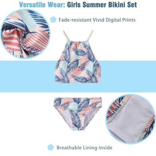 Image of Girls 3 Piece Swimsuits for Teen Girls Bikini Set with Skirt Hawaiian Bathing Suits Beach Swimwear 3-16 Years